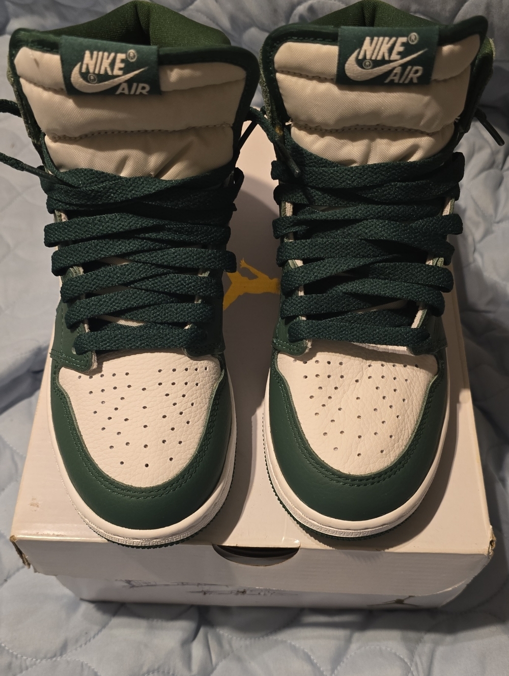 Nike High-Top Sneakers in White and Dark Green